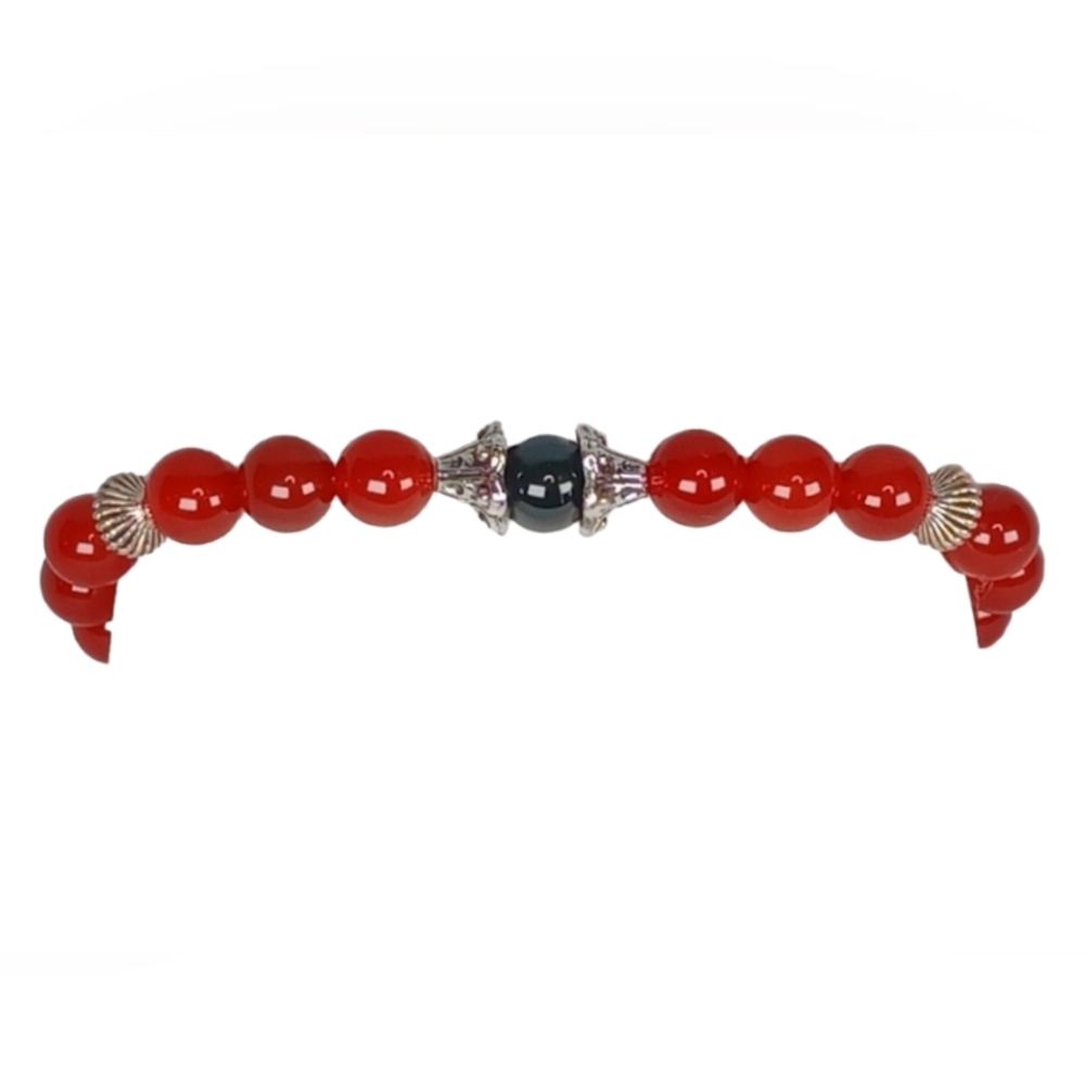 Red Agate & Black Onyx Crystal Goth Bracelet Y2K Style New Age Grunge 90s 1990s